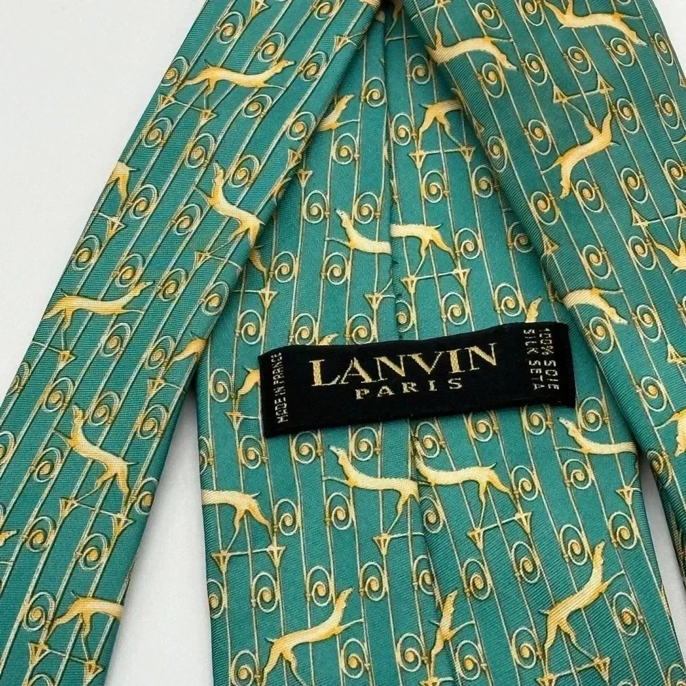 Lanvin Paris‎ Tie Green Men’s 100% Silk Made In Paris